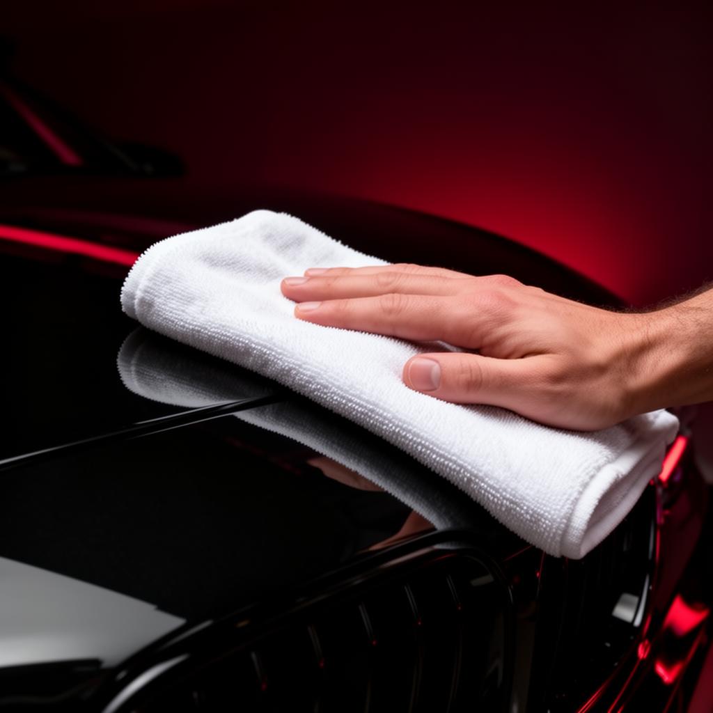 Detailer polishing a black SUV